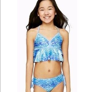 Justice Blue Mermaid Ruffled Bikini Swimsuit